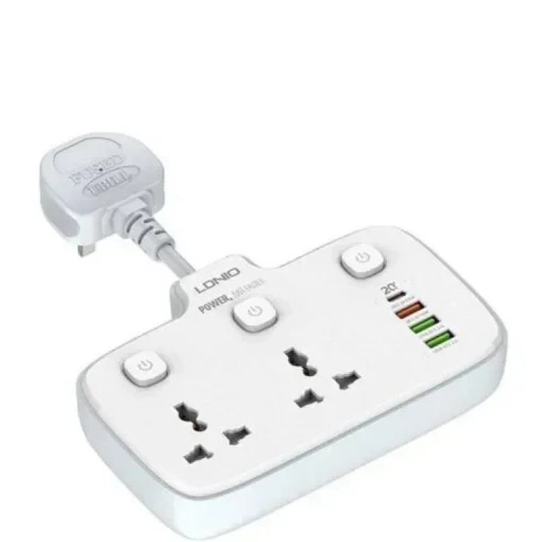 Ldnio Πολύπριζο 2 Θέσεων με Διακόπτη και 4 USB Χωρίς Καλώδιο Λευκό SC2413