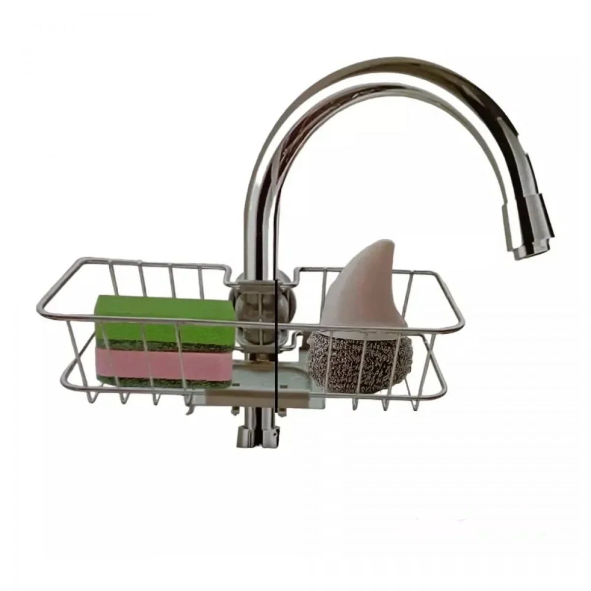 Μεταλλικό ράφι βρύσης για σφουγγάρι σε ασημί χρώμα E97 - Photo6