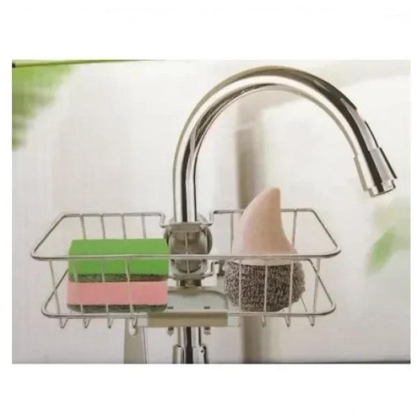 Μεταλλικό ράφι βρύσης για σφουγγάρι σε ασημί χρώμα E97