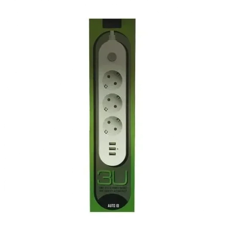 Πολύμπριζο & Φορτιστής 3U με 3 Θύρες USB Auto ID NO.352 10A