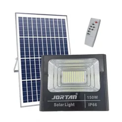 Στεγανός ηλιακός προβολέας IP66 150W με τηλεχειριστήριο και ψυχρό λευκό φως JT-BJ150W-TZ