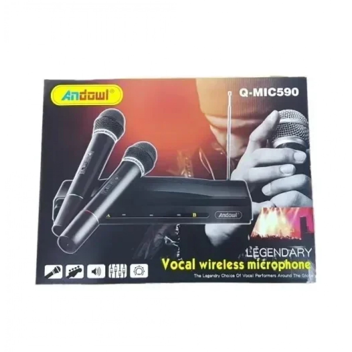 Σύστημα καραόκε με 2 ασύρματα μικρόφωνα Andowl Q-MIC590 μαύρο - Image 3