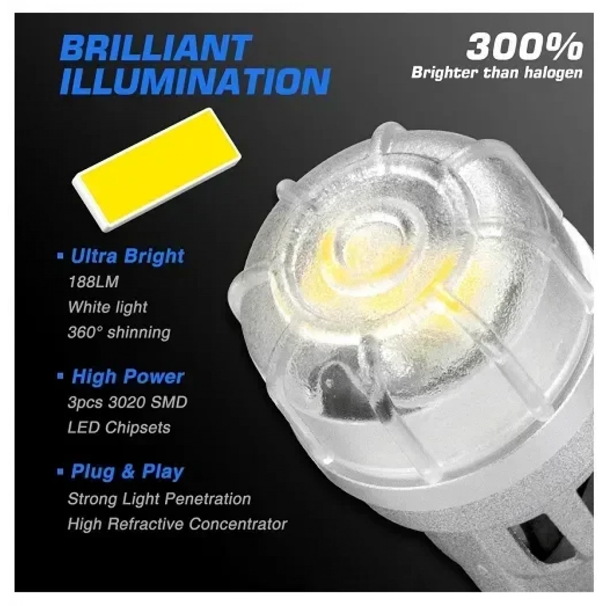 T10 LED 12V 3 SMD 3020 3W 188LM 6500K ψυχρό λευκό 2 τεμάχια A500 SL2 T10W NOVSIGHT - Image 4
