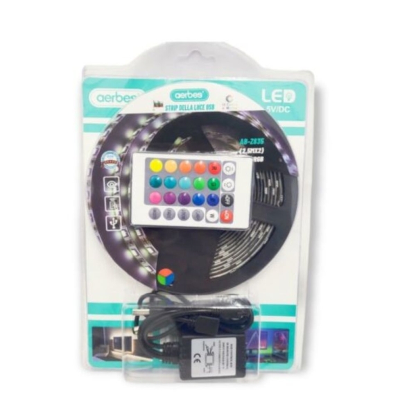 Ταινία LED τροφοδοσίας 5V RGB μήκους 5m (2,5 x 2) με τηλεχειριστήριο Aerbes ΑΒ-Ζ835