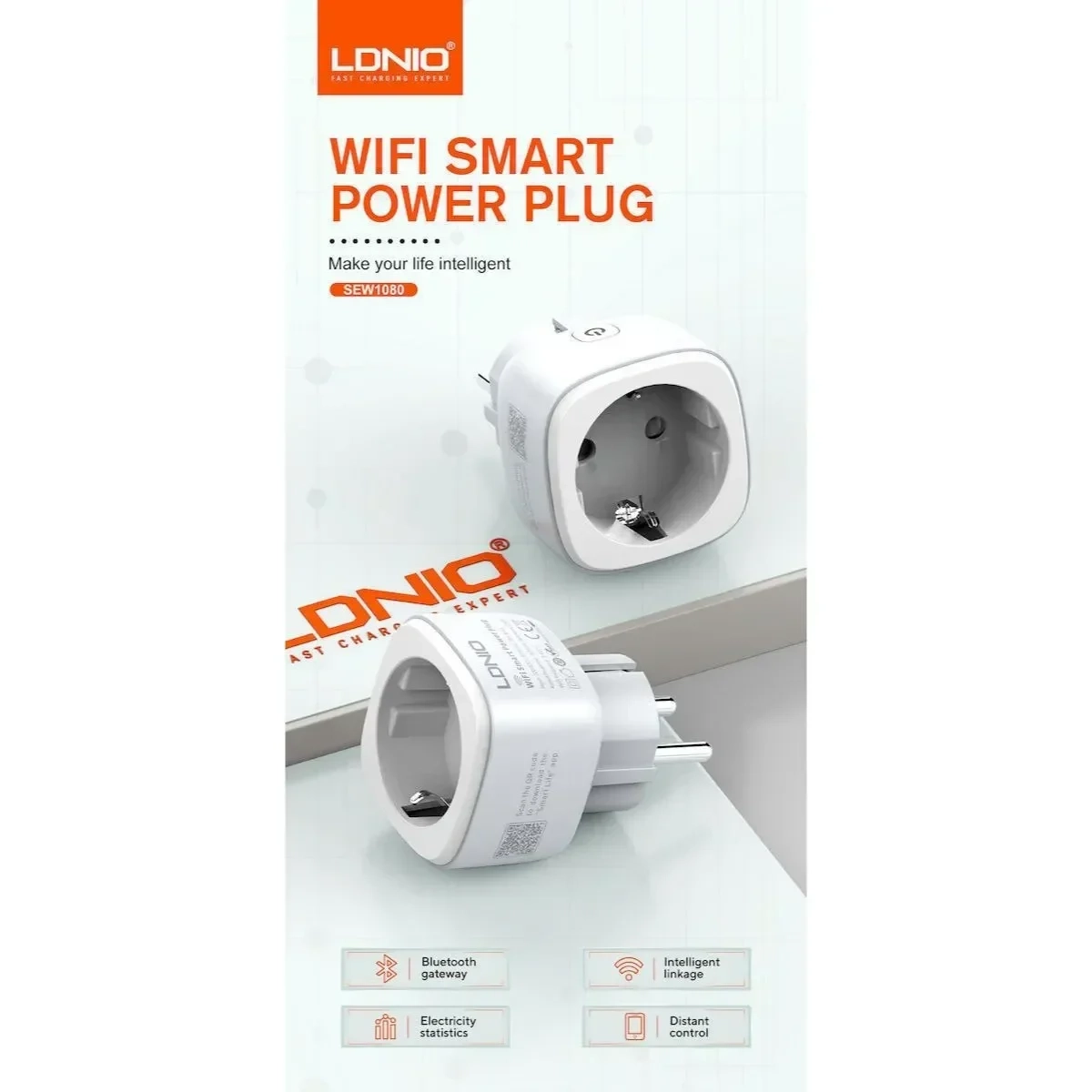 Ldnio Smart Sew1080 Μονόπριζο με Διακόπτη Λευκό