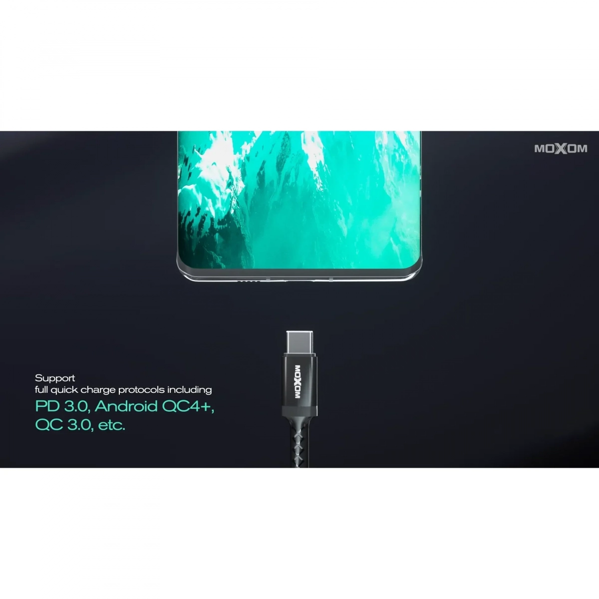 Moxom (MX-HC74) Φορτιστής 65W Fast Charger Μαύρο