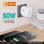 Moxom (MX-HC102) Φορτιστής 50W Με Καλώδιο Άσπρο