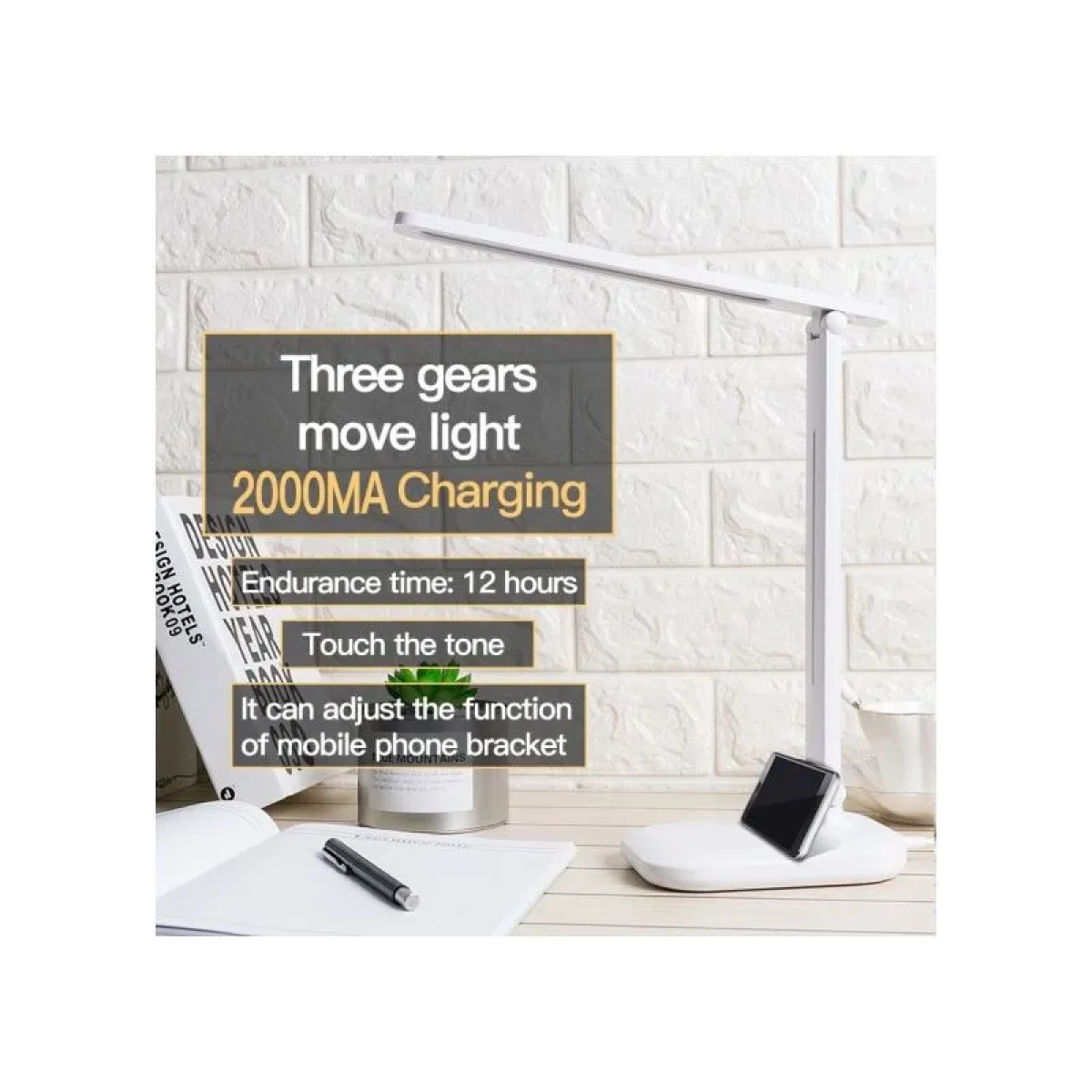 Φωτιστικό γραφείου LED 5W με περιστρεφόμενο βραχίονα 180° και βάση κινητού 8001