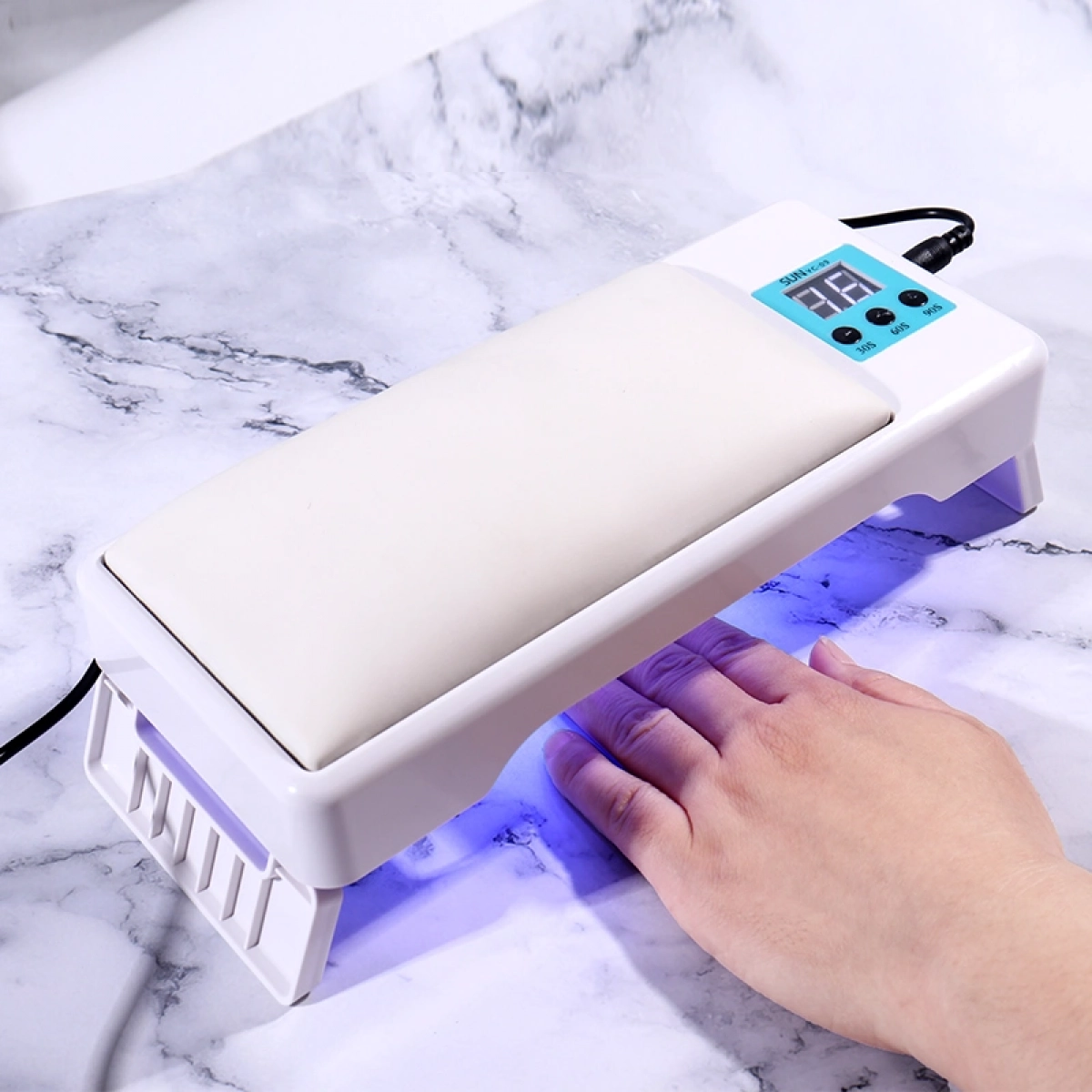 Επαγγελματική Λάμπα LED UV 120W & Μαξιλαράκι Χεριών για Τζελ, Ημιμόνιμο 2 σε 1 SUN YC-09
