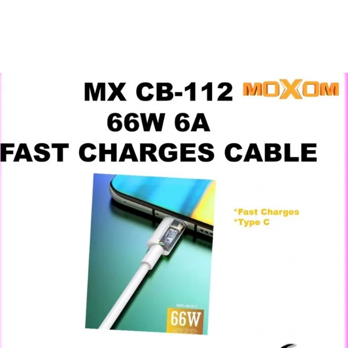 Καλώδιο Ταχείας φόρτισης Type C σε Type C Moxom MX-CB112 Λευκό