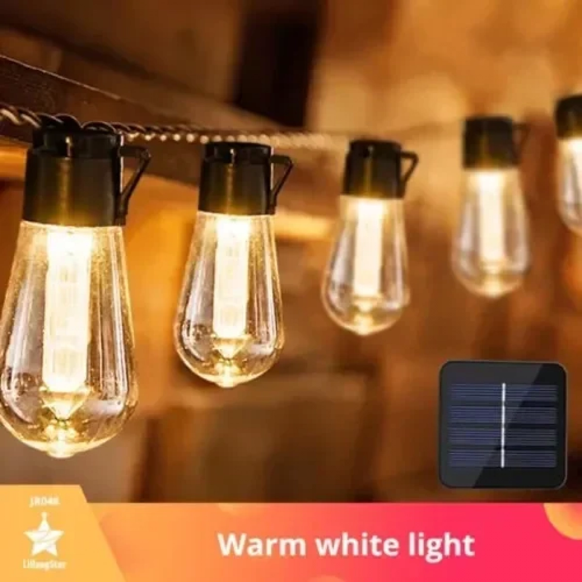 Ηλιακά Λαμπιόνια LED Θερμό Λευκό Γιρλάντα 10m 10τμχ