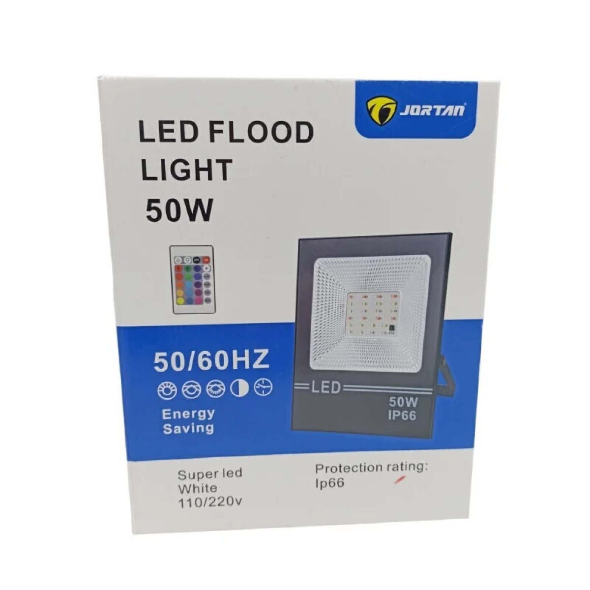 Αδιάβροχος προβολέας LED 50W με τηλεχειριστήριο 2000LM 220V RGB IP66 Jortan TP50WRGB