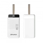 Power bank 30000mAh P140K 22.5W με ψηφιακή οθόνη Awei λευκό