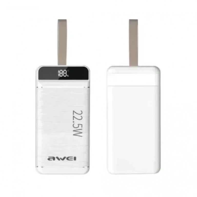 Power bank 30000mAh P140K 22.5W με ψηφιακή οθόνη Awei λευκό