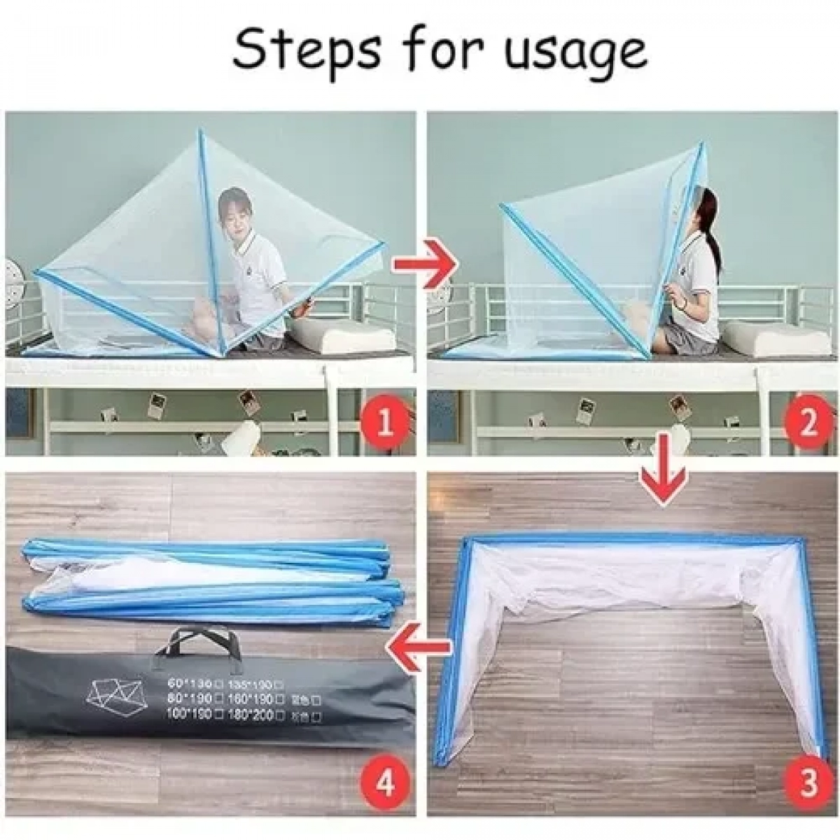 Φορητή κουνουπιέρα για κρεβάτι 160x180 cm Ροζ