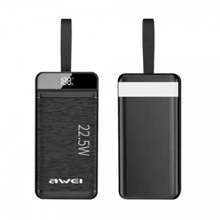 Power bank 30000mAh P140K 22.5W με ψηφιακή οθόνη Awei μαύρο