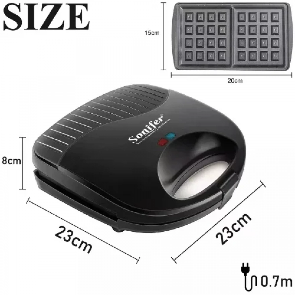 Sonifer SF-6043 Βαφλιέρα 2 Θέσεων σε Ορθογώνιο Σχήμα 750W