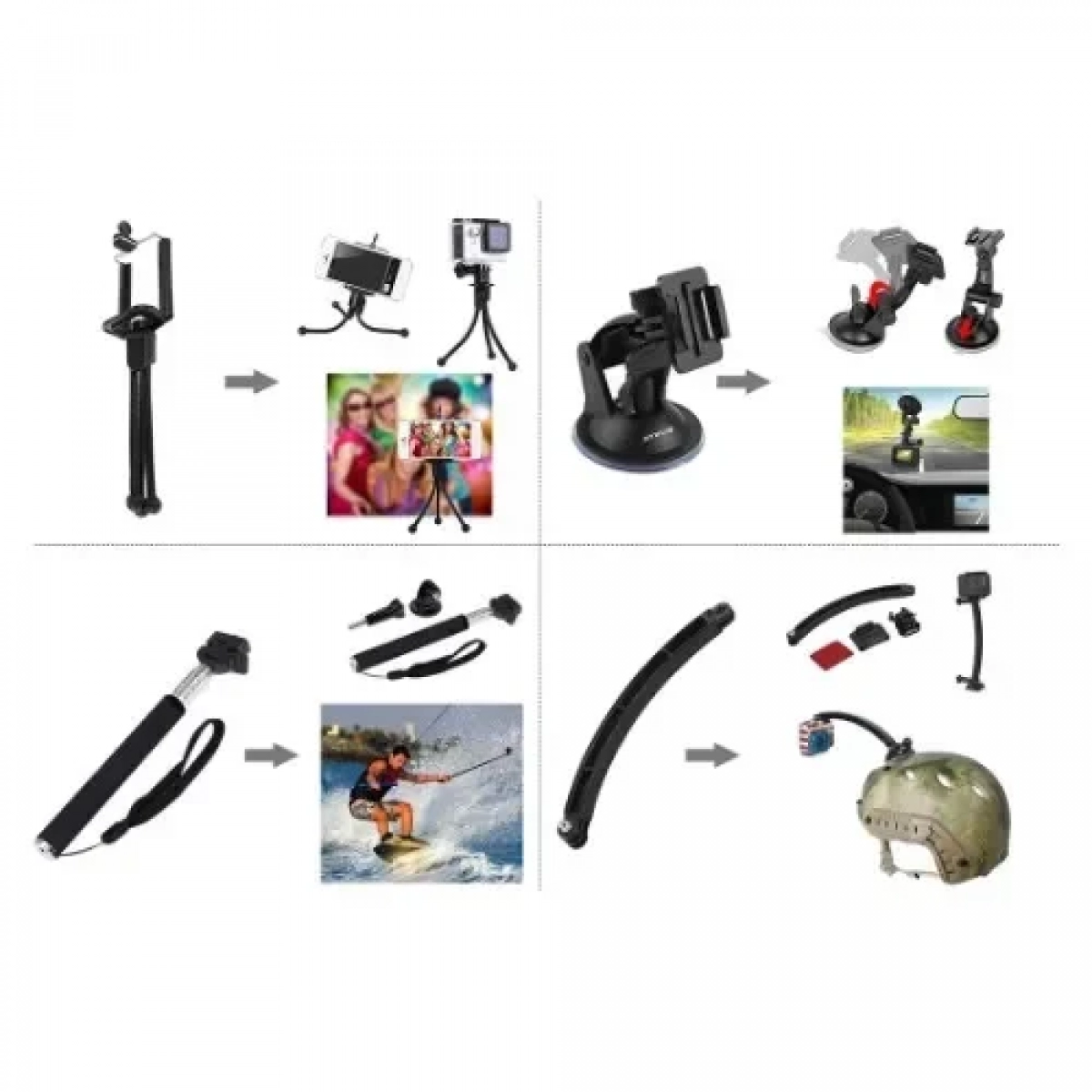 Σετ αξεσουάρ κάμερας 50 σε 1 με θήκη για GoPro & Action Cameras