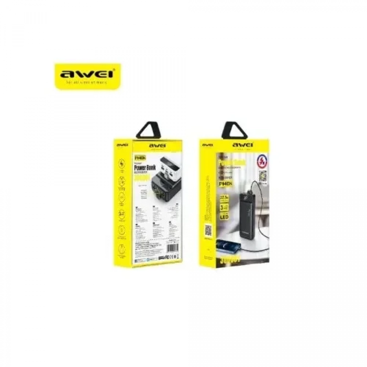 Power bank 30000mAh P140K 22.5W με ψηφιακή οθόνη Awei λευκό