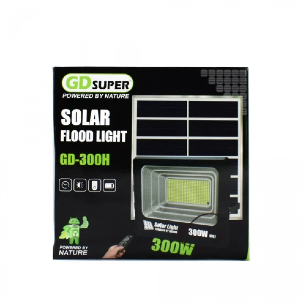 Ηλιακός Προβολέας Αδιάβροχος GDSUPER GD-300H 300W με Ξεχωριστό Ηλιακό Πάνελ και Χειριστήριο