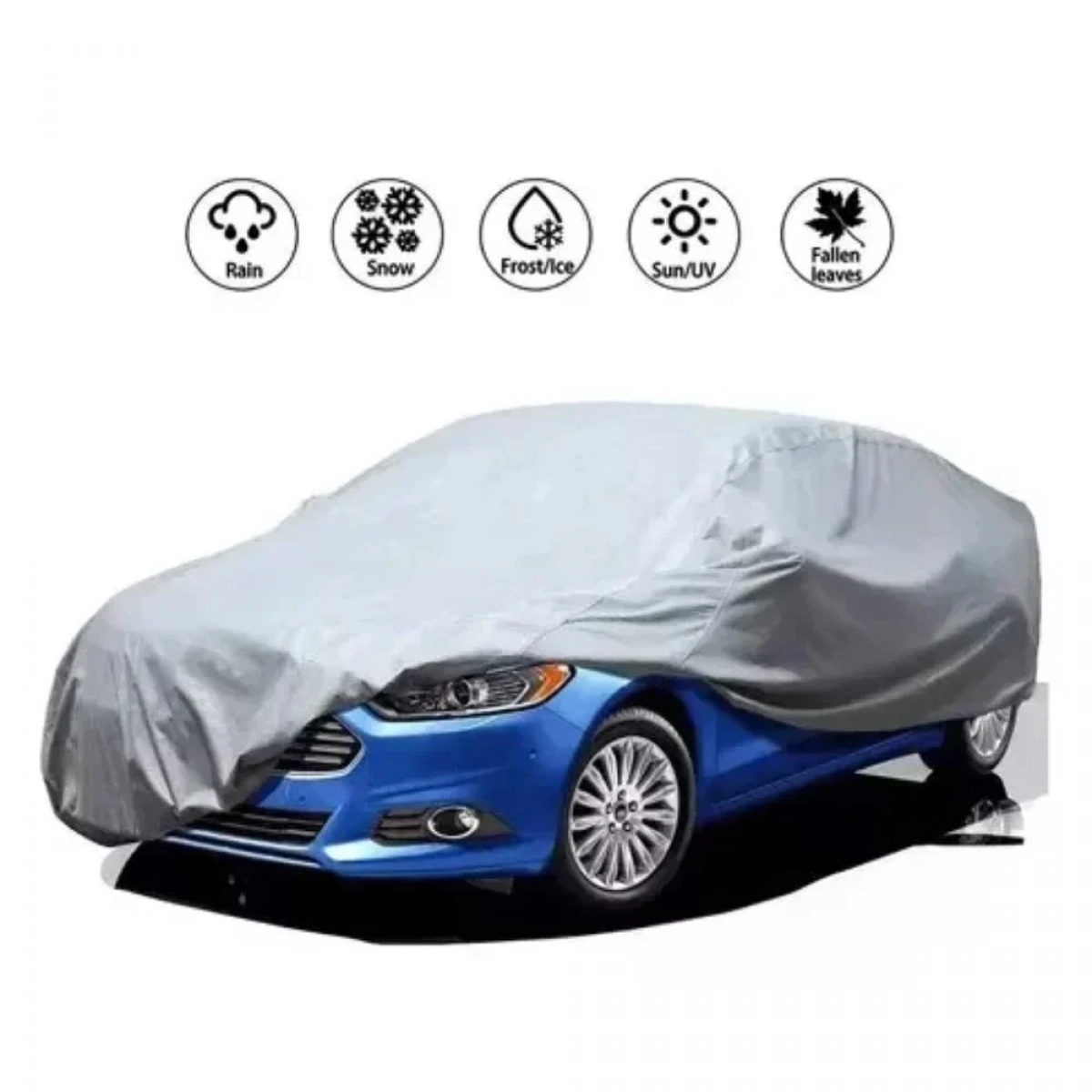 Αδιάβροχη κουκούλα αυτοκινήτου Carsun 480x175x120cm που Στερεώνεται με Λάστιχο Γκρί- Large