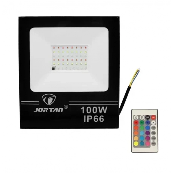 Αδιάβροχος προβολέας LED 100W με τηλεχειριστήριο 4000LM 220V RGB IP66 Jortan TP100WRGB