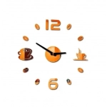Αυτοκόλλητο ρολόι τοίχου 3D DIY 50-120cm Coffee χρυσό