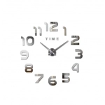 Αυτοκόλλητο ρολόι τοίχου 3D DIY 50-120cm ZH002 ασημί