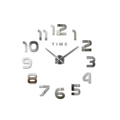 Αυτοκόλλητο ρολόι τοίχου 3D DIY 50-120cm ZH002 ασημί