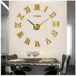 Αυτοκόλλητο ρολόι τοίχου 3D DIY 50-120cm ZH019 χρυσό
