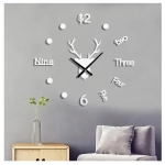 Αυτοκόλλητο ρολόι τοίχου 3D DIY 60-110cm ZH205110 ασημί