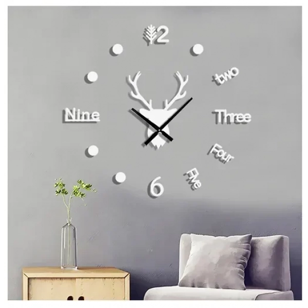 Αυτοκόλλητο ρολόι τοίχου 3D DIY 60-110cm ZH205110 ασημί