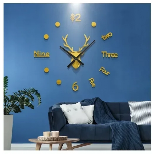 Αυτοκόλλητο ρολόι τοίχου 3D DIY 60-110cm ZH205110 χρυσό