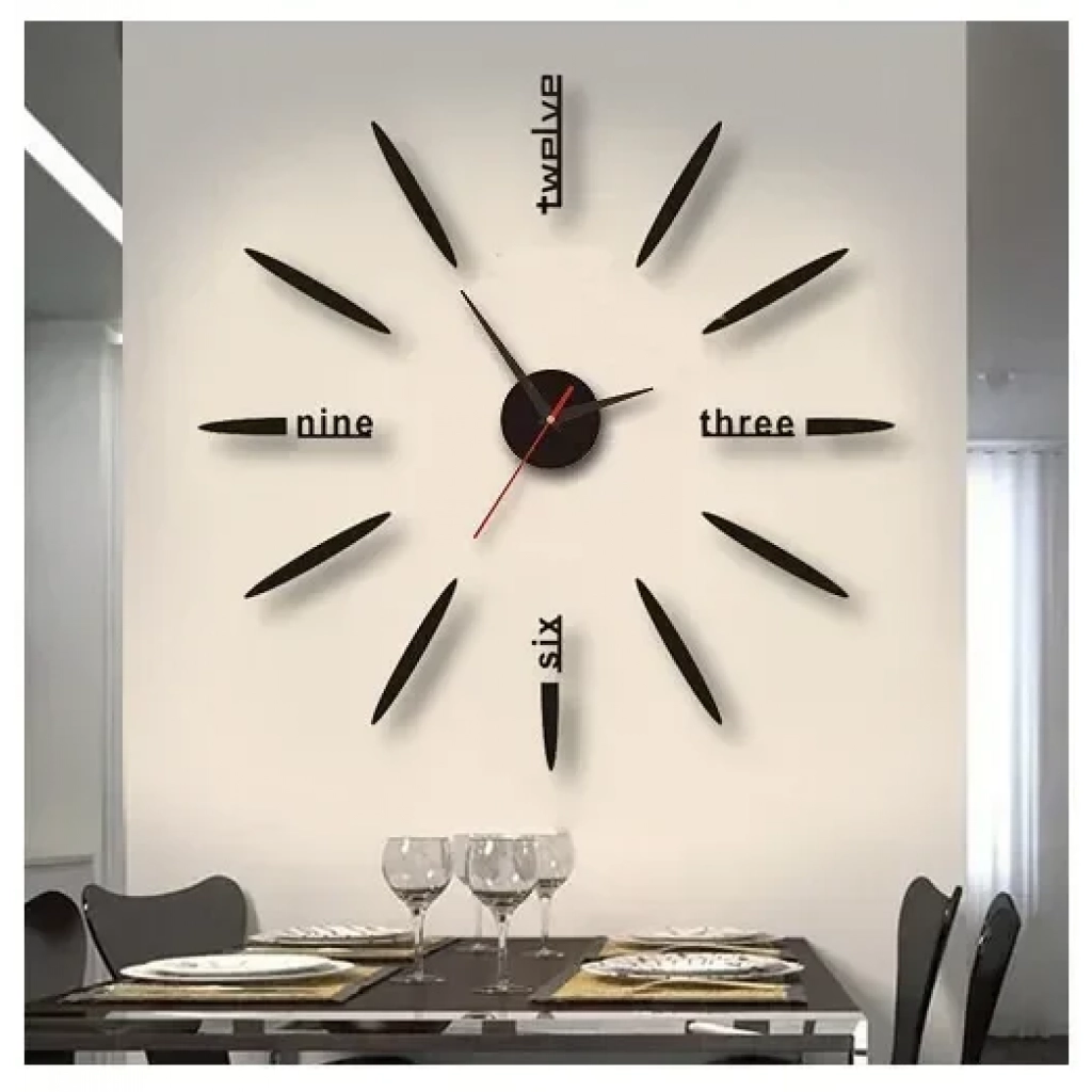 Αυτοκόλλητο ρολόι τοίχου 3D DIY 60-120cm ZH01210 μαύρο