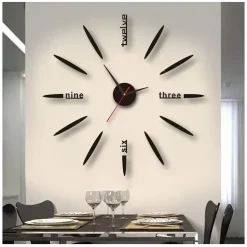 Αυτοκόλλητο ρολόι τοίχου 3D DIY 60-120cm ZH01210 μαύρο