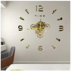 Αυτοκόλλητο ρολόι τοίχου 3D DIY 60-120cm ZH03410 χρυσό
