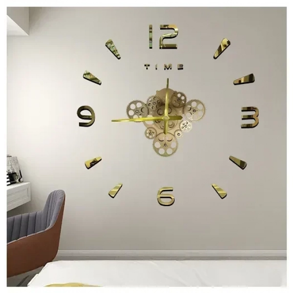 Αυτοκόλλητο ρολόι τοίχου 3D DIY 60-120cm ZH03410 χρυσό