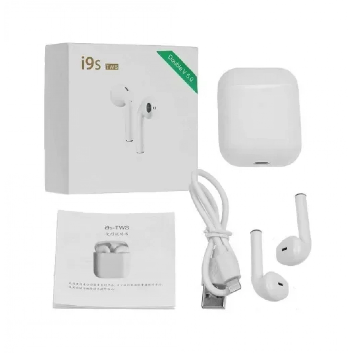 Ασύρματα ακουστικά Bluetooth Handsfree με θήκη φόρτισης i9S-TWS λευκά - Image 2