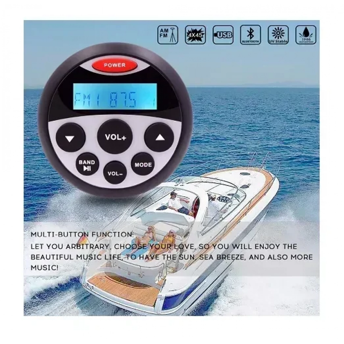 Awei GR304 Ηχοσύστημα Σκάφους Αδιάβροχο με Bluetooth / USB - Image 3
