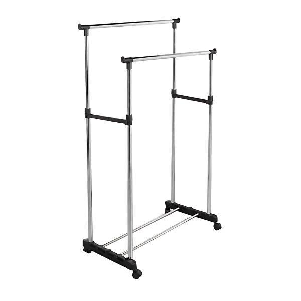 Διπλή κρεμάστρα ρούχων όρθια 81x69x138cm με ρόδες για εύκολη μετακίνηση OEM