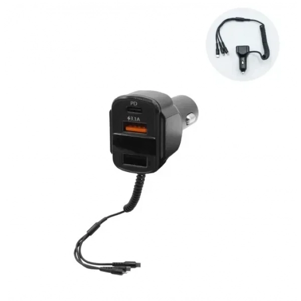 FM Transmitter αυτοκινήτου με βολτόμετρο 12V-24V με 2 USB – MP3 Player – Οθόνη LCD και 3 καλώδια φόρτισης K4
