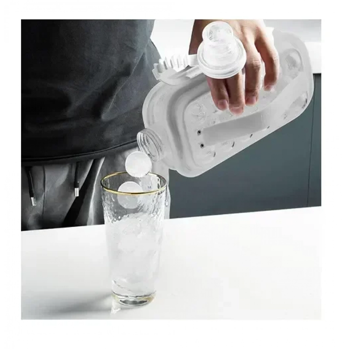 Φορητή παγοθήκη διαφανές Ice Ball Maker 2 σε 1 λευκό - Image 4
