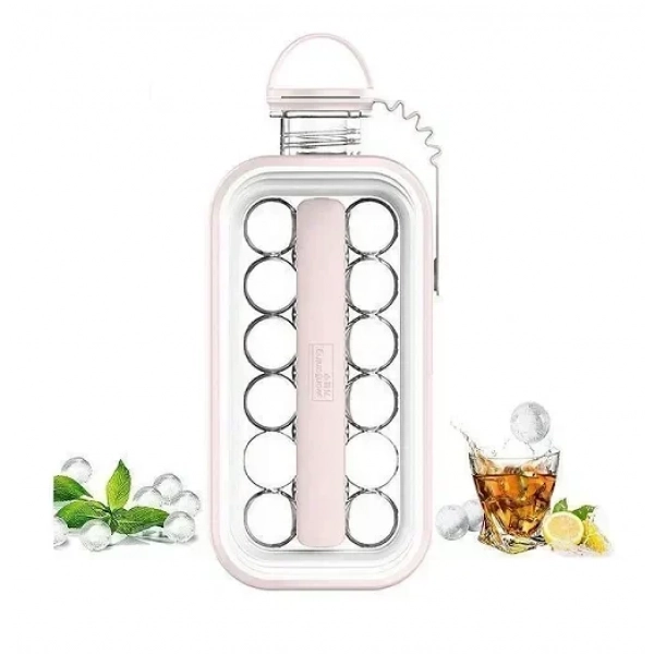 Φορητή παγοθήκη διαφανές Ice Ball Maker 2 σε 1 ροζ