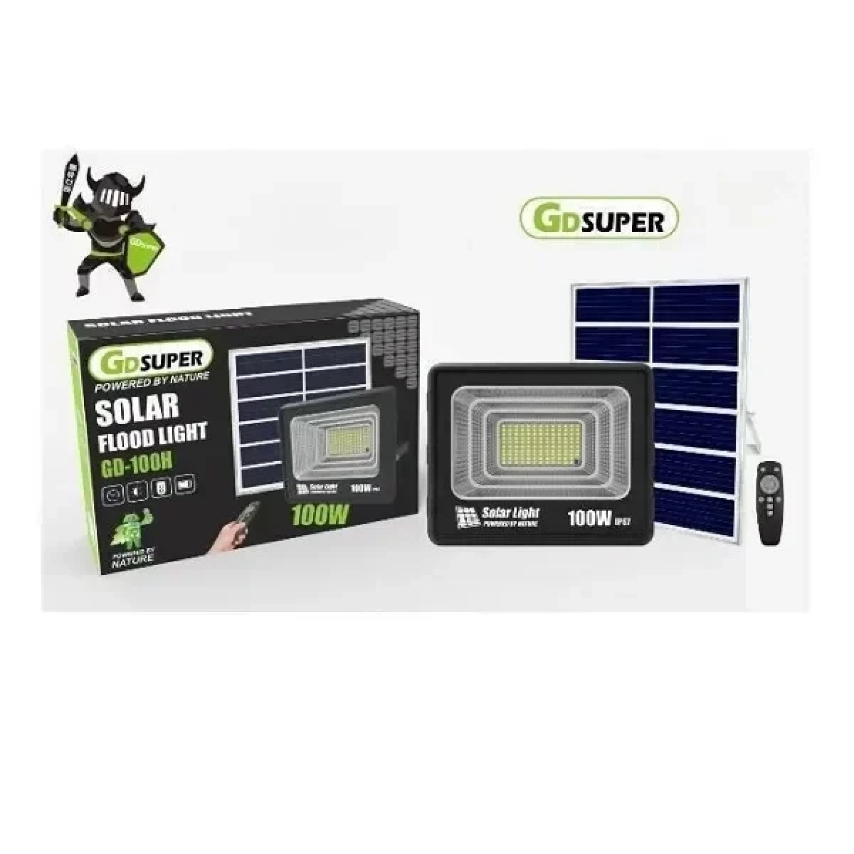 Ηλιακός Προβολέας Αδιάβροχος GDSUPER GD-100H 100W με Ξεχωριστό Ηλιακό Πάνελ & Χειριστήριο
