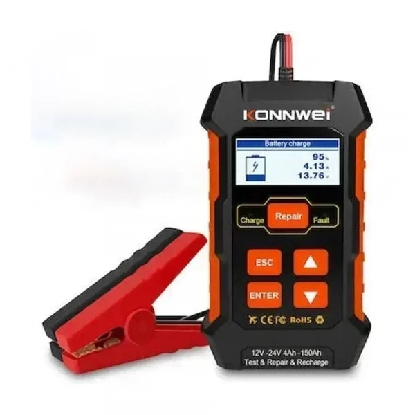 Konnwei KW-520 Ψηφιακό Battery Tester με Κροκοδειλάκια