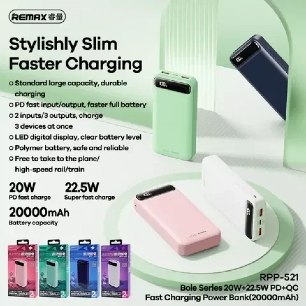 Remax RPP-521 20000mAh power bank - Ροζ