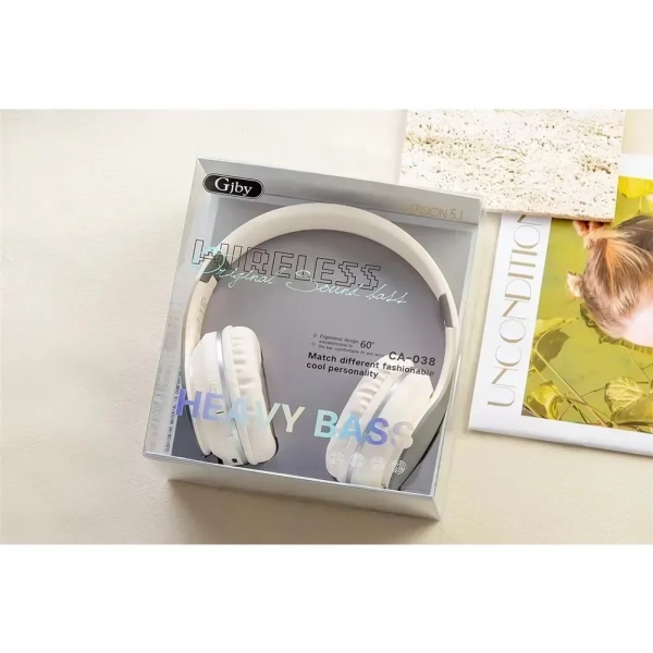 CA-038 Ασύρματα Bluetooth Over Ear Ακουστικά Λευκά