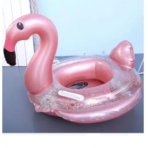 Παιδικό φουσκωτό θαλάσσης flamingo με χερούλια ροζ