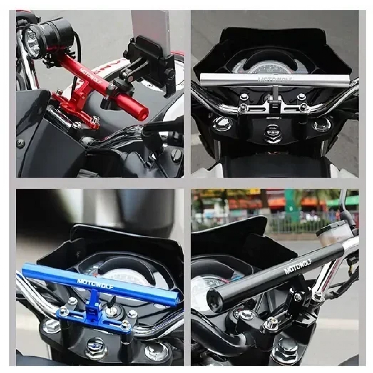 Πολυχρηστική Μπάρα Αλουμινίου Crossbar Βάση Motowolf mdl-3513 24cm – Κόκκινη - Image 2