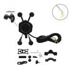 Βάση κινητού μοτοσυκλέτας μεταλλική με θύρα USB & βολτόμετρο